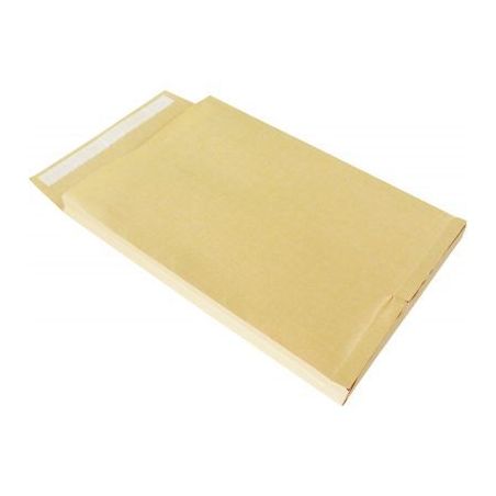 Achetez Paquet de 50 pochettes kraft armé brun 3 soufflets C4 229x324 130 g/m² bande de protection..