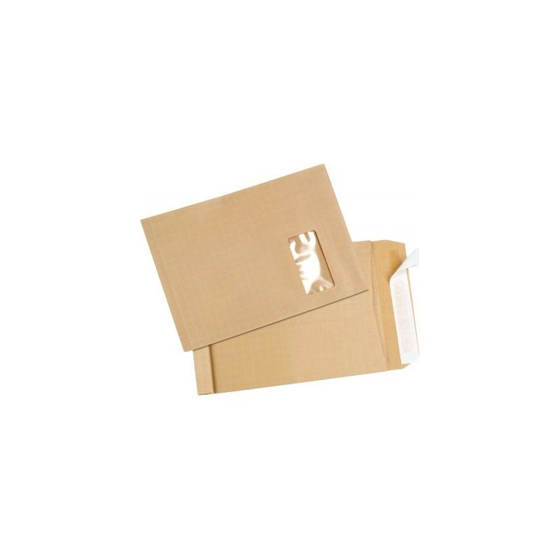 Achetez Paquet de 50 pochettes kraft armé 3 soufflets 229x324 130g/m² fenêtre 50x110 bande de pro.. Achetez Paquet de 50 pochettes kraft armé 3 soufflets 229x324 130g/m² fenêtre 50x110 bande de pro..