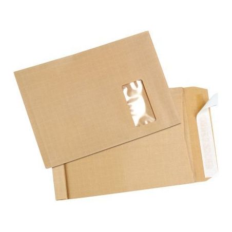 Achetez Paquet de 50 pochettes kraft armé 3 soufflets 229x324 130g/m² fenêtre 50x110 bande de pro..