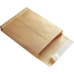 Achetez Carton de 125 pochettes kraft armé 230x320mm soufflet 30mm bande siliconée fenêtre 50x100..