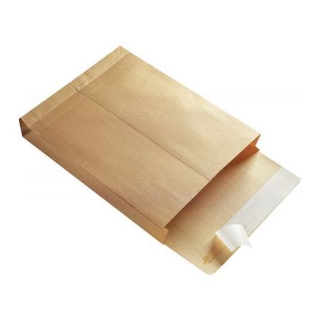 Achetez Carton de 125 pochettes kraft armé 230x320mm soufflet 30mm bande siliconée fenêtre 50x100..
