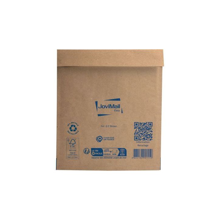 Carton de 100 pochettes bulles papier 220x260mm Kraft 153400106 JOVIMAIL JOVIPACK