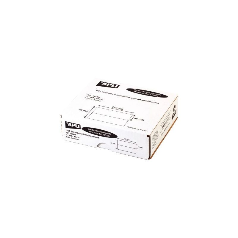 Achetez Boîte de 1000 étiquettes d'affranchissement 140x40mm - 2 poses 115498 AGIPA pas cher sur M..