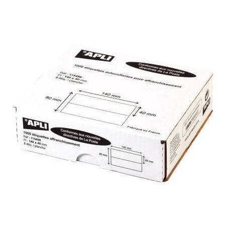 Achetez Boîte de 1000 étiquettes d'affranchissement 140x40mm - 2 poses 115498 AGIPA pas cher sur M..