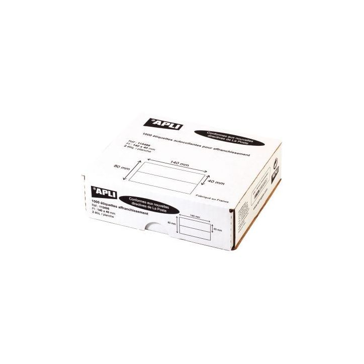 Boîte de 1000 étiquettes d'affranchissement 140x40mm - 2 poses 115498 AGIPA
