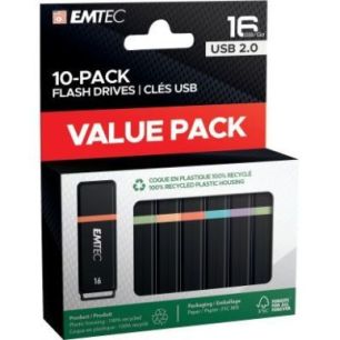Achetez Pack de 10 clés USB 2.0 Emtec 16Go ECMMD16GK102P10 EMTEC pas cher sur Ma Rentrée Scolaire