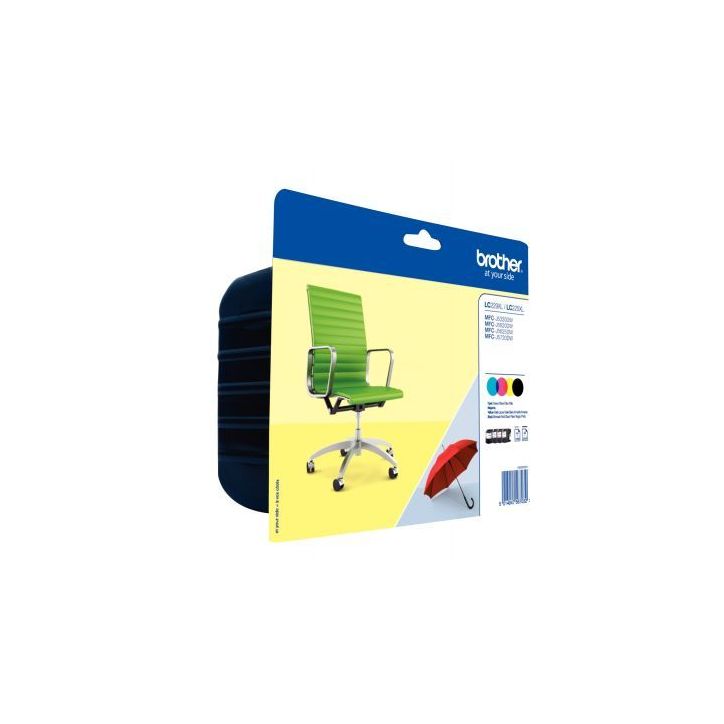 Lot de 4 cartouches jet d'encre à la marque Brother LC229XLVALP noir cyan magenta jaune très haute capacité(...)