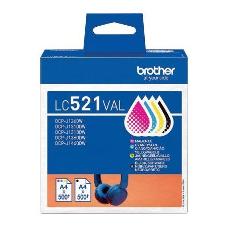 Achetez Brother CASQUE lot de 4 cartouches d'encre noir, cyan, magenta, jaune authentique LC521VAL B..