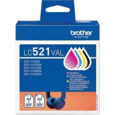 Achetez Brother CASQUE lot de 4 cartouches d'encre noir, cyan, magenta, jaune authentique LC521VAL B..