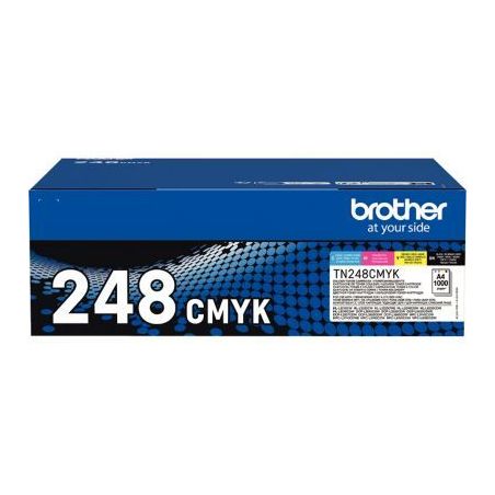 Achetez Brother TN248CMYK pack de 4 toners laser noire, cyan, magenta et jaune authentique TN248CMYK..