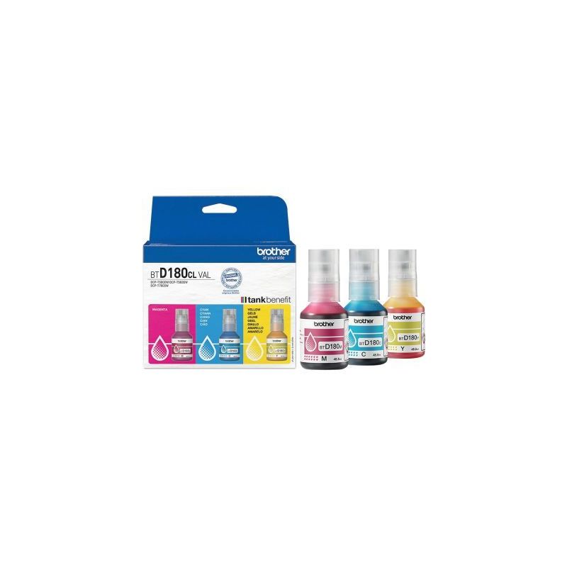 Achetez Lot 3 Brother BTD180 bouteille jet d'encre cyan magenta jaune authentique (BTD180J) BTD180 B..