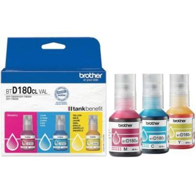 Achetez Lot 3 Brother BTD180 bouteille jet d'encre cyan magenta jaune authentique (BTD180J) BTD180 B..