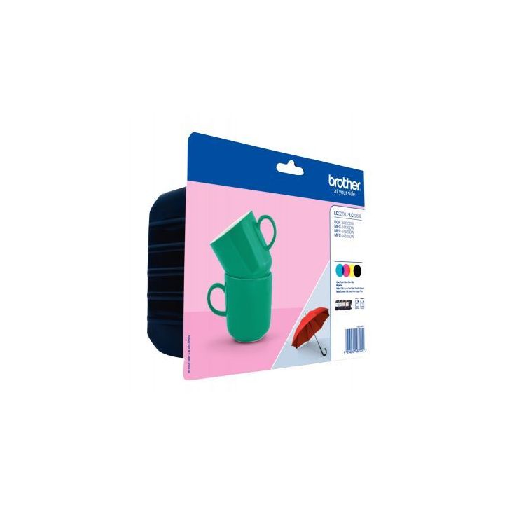 Lot de 4 cartouches jet d'encre à la marque Brother LC227XLVALP noir cyan magenta jaune haute capacité Mugs (...)