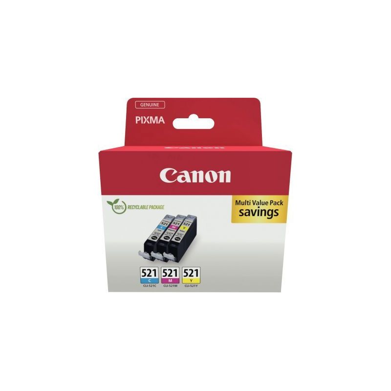Achetez Lot de 3 cartouches à la marque Canon CLI-521 cyan magenta et jaune 521 CASPI2934B007BU CAN.. Achetez Lot de 3 cartouches à la marque Canon CLI-521 cyan magenta et jaune 521 CASPI2934B007BU CAN..