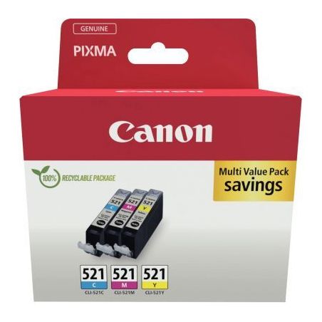 Achetez Lot de 3 cartouches à la marque Canon CLI-521 cyan magenta et jaune 521 CASPI2934B007BU CAN..