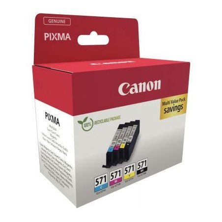 Achetez Canon 571 pack de 4 cartouches jet d'encre noire, cyan, magenta et jaune authentique (CLI571..
