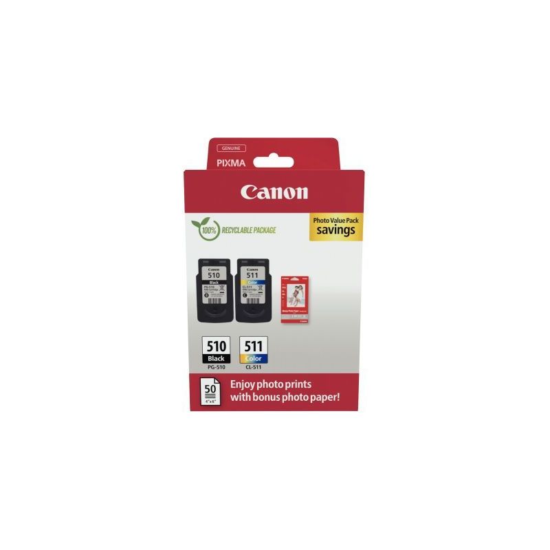Achetez Canon 510 / 511 pack de 2 cartouches jet d'encre noire & couleurs authentique (PG510BK / CL5.. Achetez Canon 510 / 511 pack de 2 cartouches jet d'encre noire & couleurs authentique (PG510BK / CL5..