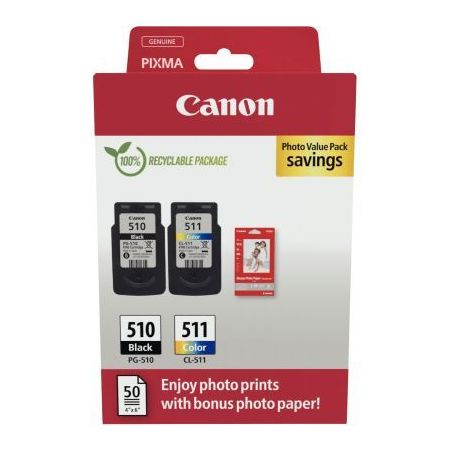 Achetez Canon 510 / 511 pack de 2 cartouches jet d'encre noire & couleurs authentique (PG510BK / CL5..