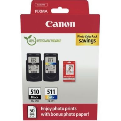 Achetez Canon 510 / 511 pack de 2 cartouches jet d'encre noire & couleurs authentique (PG510BK / CL5..