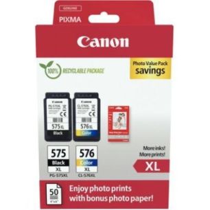 Achetez Canon 575XL / 576XL lot de 2 cartouches jet d'encre noire & couleurs haute capacité authent..