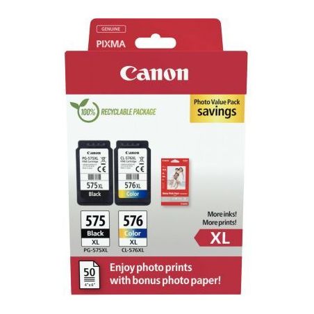 Achetez Canon 575XL / 576XL lot de 2 cartouches jet d'encre noire & couleurs haute capacité authent..