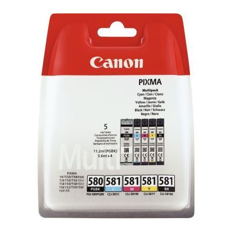 Achetez Lot de 5 cartouches jet d'encre à la marque CANON PGI580/CLI581 noire et couleurs 580 / 581..
