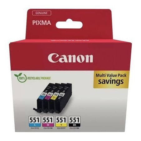 Achetez Canon 551 pack de 4 cartouches jet d'encre noire, cyan, magenta et jaune authentique (CLI551..