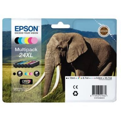 Achetez Lot de 6 cartouches jet d'encre à la marque Epson T24384 noir cyan magenta jaune cyan clair..