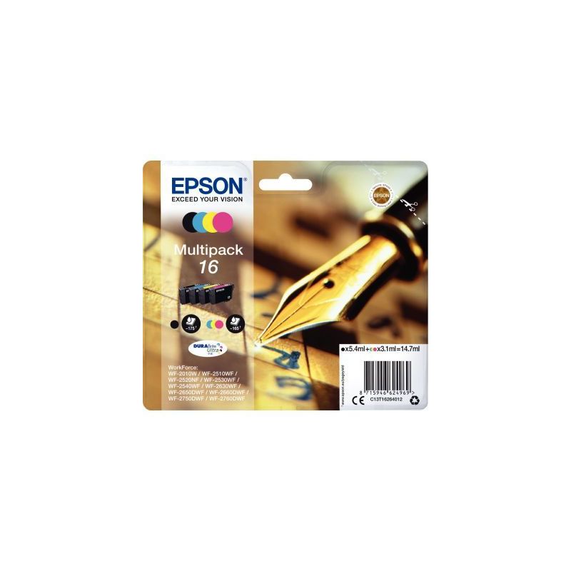 Achetez Lot de 4 cartouches jet d'encre à la marque Epson T16264 noir cyan magenta et jaune Stylo p.. Achetez Lot de 4 cartouches jet d'encre à la marque Epson T16264 noir cyan magenta et jaune Stylo p..