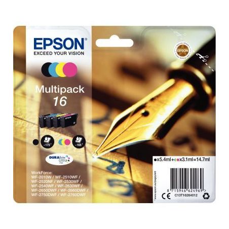 Achetez Lot de 4 cartouches jet d'encre à la marque Epson T16264 noir cyan magenta et jaune Stylo p..