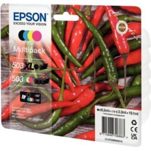 Lot 4 cartouches encre à la marque Epson T09R940 Noir haute capacité et Cyan Magenta Jaune standard Piment C(...) Lot 4 cartouches encre à la marque Epson T09R940 Noir haute capacité et Cyan Magenta Jaune standard Piment C(...)