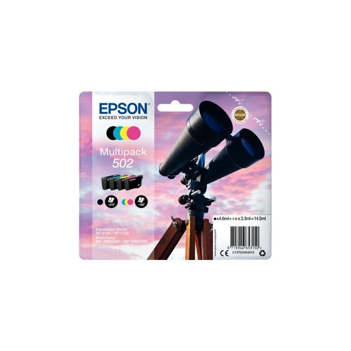 Lot de 4 cartouches jet d'encre à la  marque Epson T02V640 noir cyan magenta jaune Jumelles C13T02V64010 EPSO(...)
