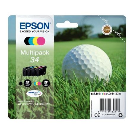 Achetez Lot de 4 cartouches jet d'encre à la marque Epson T346640 noir cyan magenta et jaune Balle ..