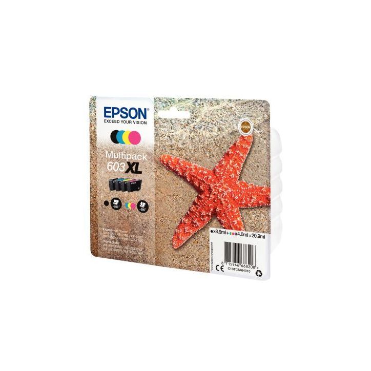 Lot de 4 cartouches jet d'encre à la marque Epson T03A64 noir cyan magenta jaune haute capacité Etoile de me(...)