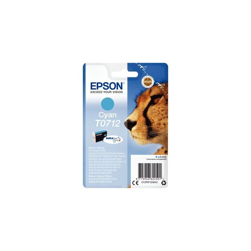 Achetez Cartouche jet d'encre à la marque Epson T071240 cyan Guépard EPSPIT07124012BU EPSON pas ch.. Achetez Cartouche jet d'encre à la marque Epson T071240 cyan Guépard EPSPIT07124012BU EPSON pas ch..