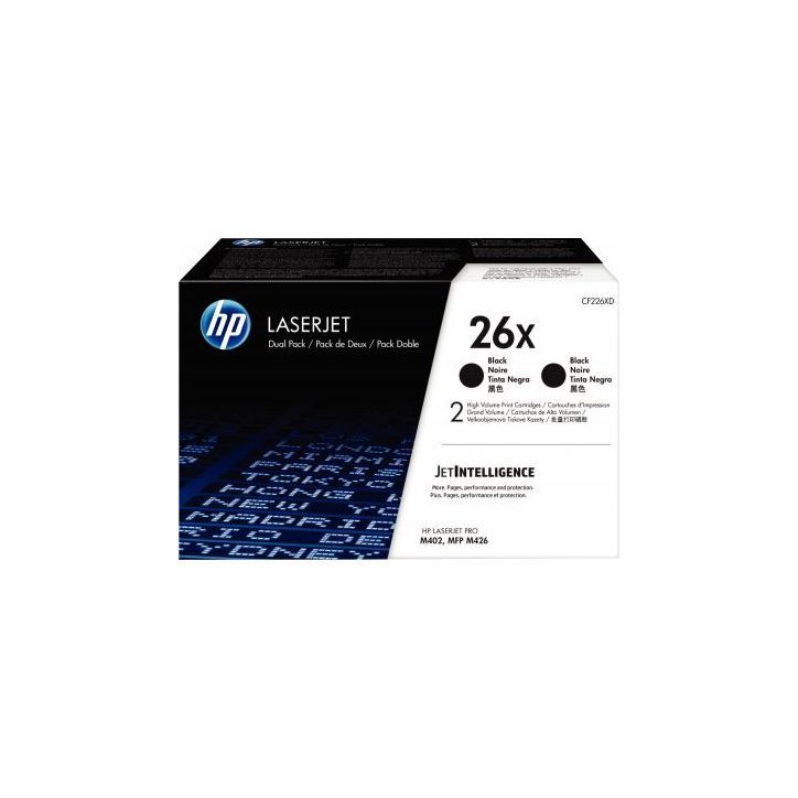Lot de 2 cartouches laser à la marque HP CF226XD noir haute capacité 26X CF226XD HP