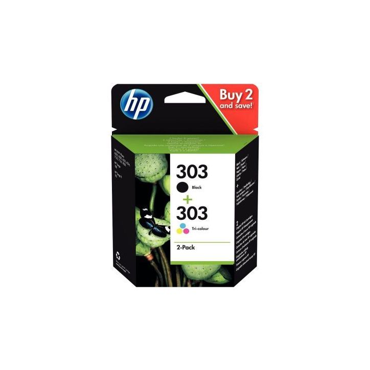 Lot de 2 cartouches encre à la marque HP 3YM92AE noir et couleurs 303 HPSPI3YM92AE HP