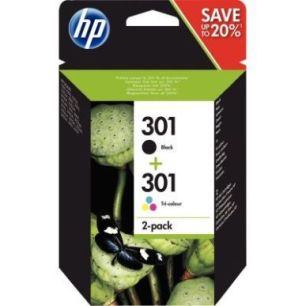 Achetez HP 301 Pack de 2 Cartouches d'Encre Noire et Trois Couleurs Authentiques (N9J72AE) pas cher ..