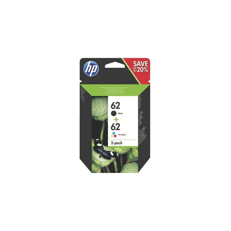 Achetez HP 62 Pack de 2 Cartouches d'Encre Noire et Trois Couleurs Authentiques (N9J71AE) pas cher s.. Achetez HP 62 Pack de 2 Cartouches d'Encre Noire et Trois Couleurs Authentiques (N9J71AE) pas cher s..