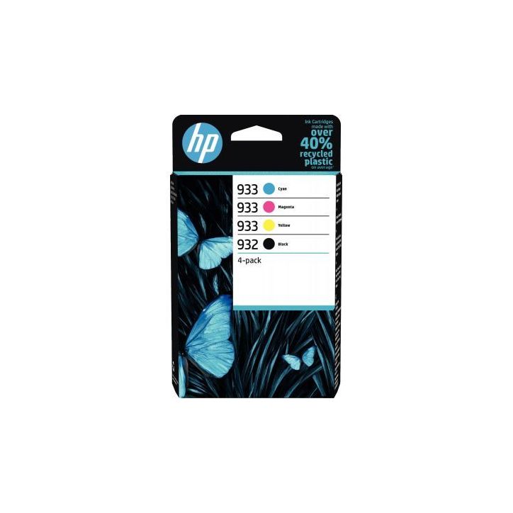 Lot de 4 cartouches jet d'encre à la marque HP 6ZC71AE noir cyan magenta et jaune 932 / 933 6ZC71AE HP