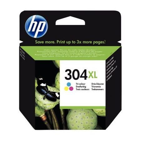 Achetez HP 304XL Cartouche d'Encre Trois Couleurs grande capacité Authentique (N9K07AE) pas cher su..