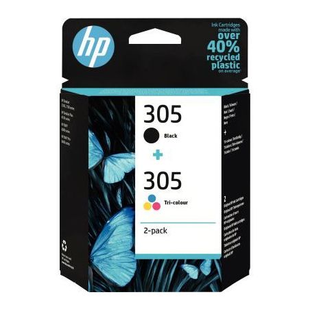 Achetez Lot de 2 cartouches encre à la marque HP 6ZD17AE noir et couleurs 305 6ZD17AE HP pas cher s..