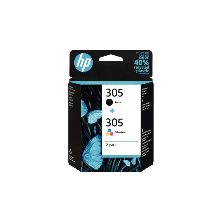 Lot de 2 cartouches encre à la marque HP 6ZD17AE noir et couleurs 305 6ZD17AE HP