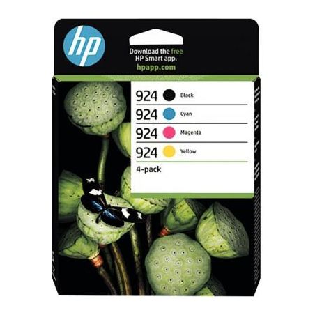 Achetez HP 924 pack de 4 cartouches d'encre noire, cyan, magenta et jaune authentiques (6C3Z1NE) 924..