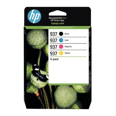 Achetez HP 937 pack de 4 cartouches d'encre noire, cyan, magenta et jaune authentiques (6C400NE) 937..