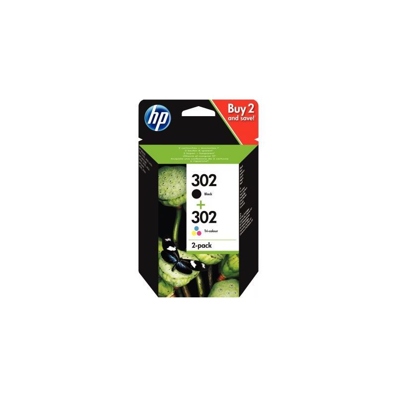 Achetez HP 302 Pack de 2 Cartouches d'Encre Noire et Trois Couleurs Authentiques (X4D37AE) pas cher ..