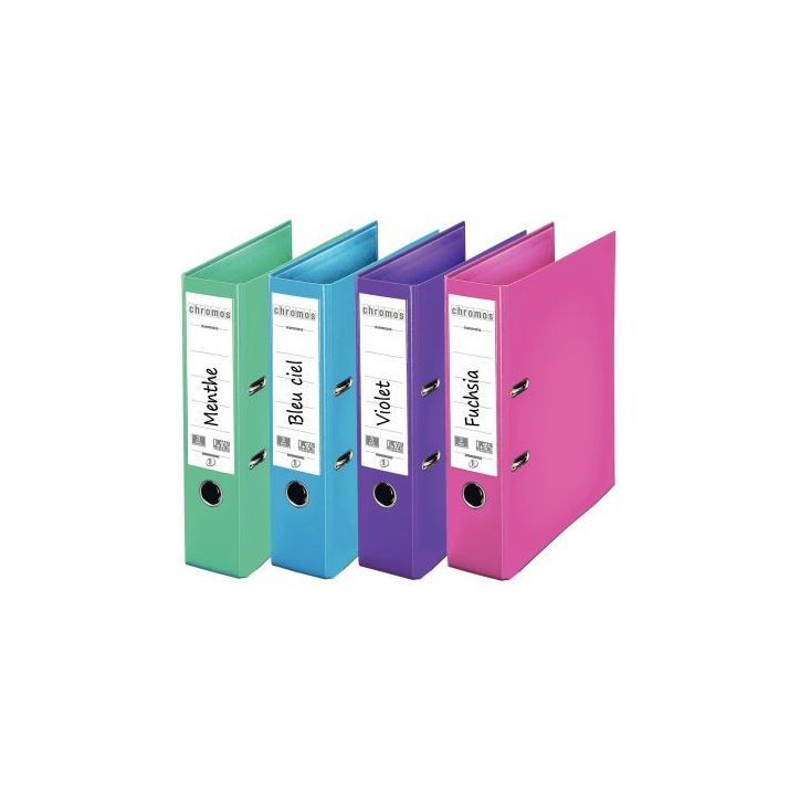 Carton de 10 classeurs à levier CHROMOS+ dos large 8 cm, couleurs mode 624164 CHROMO + ESSELTE