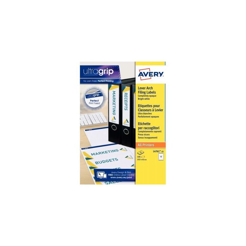 Achetez Paquet de 100 étiquettes adhésives pour dos de classeurs, format 19,2 x 6,1 cm L4761-25 AV..