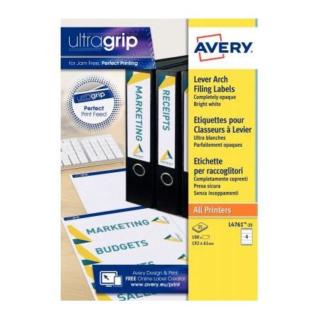 Achetez Paquet de 100 étiquettes adhésives pour dos de classeurs, format 19,2 x 6,1 cm L4761-25 AV..