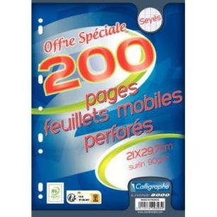 Achetez Paquet de 100 feuillets mobiles perforés, format A4, papier 90g, seyès 9323C CLAIREFONTAIN..